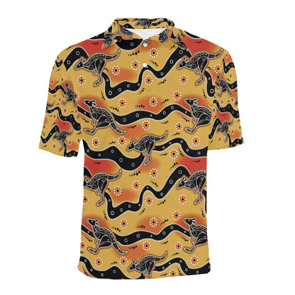 Kangaroos Aboriginal  Pattern Print Design 06 Men Polo Shirt