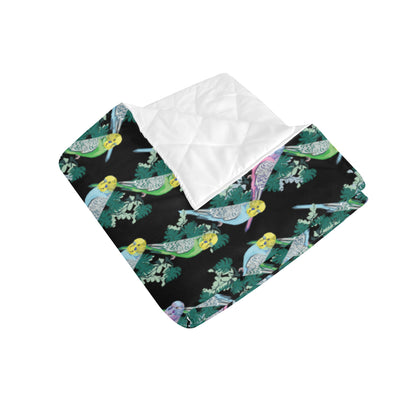 Budgerigar Pattern Print Design 03 Premium Quilt