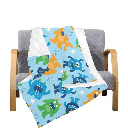 Monster Cartoon Pattern Print Design 04 Premium Quilt