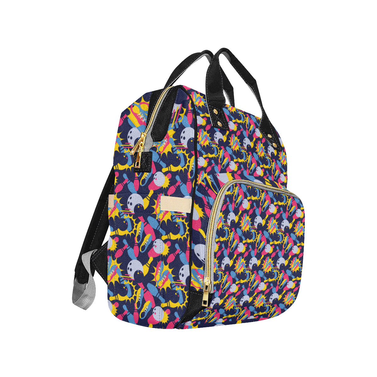 Bowling Pattern Print Design 02 Diaper Bag Backpack