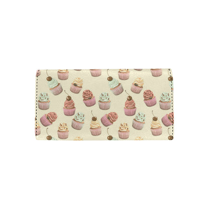 Cupcake Pattern Print Design 04 Women's Trifold Wallet