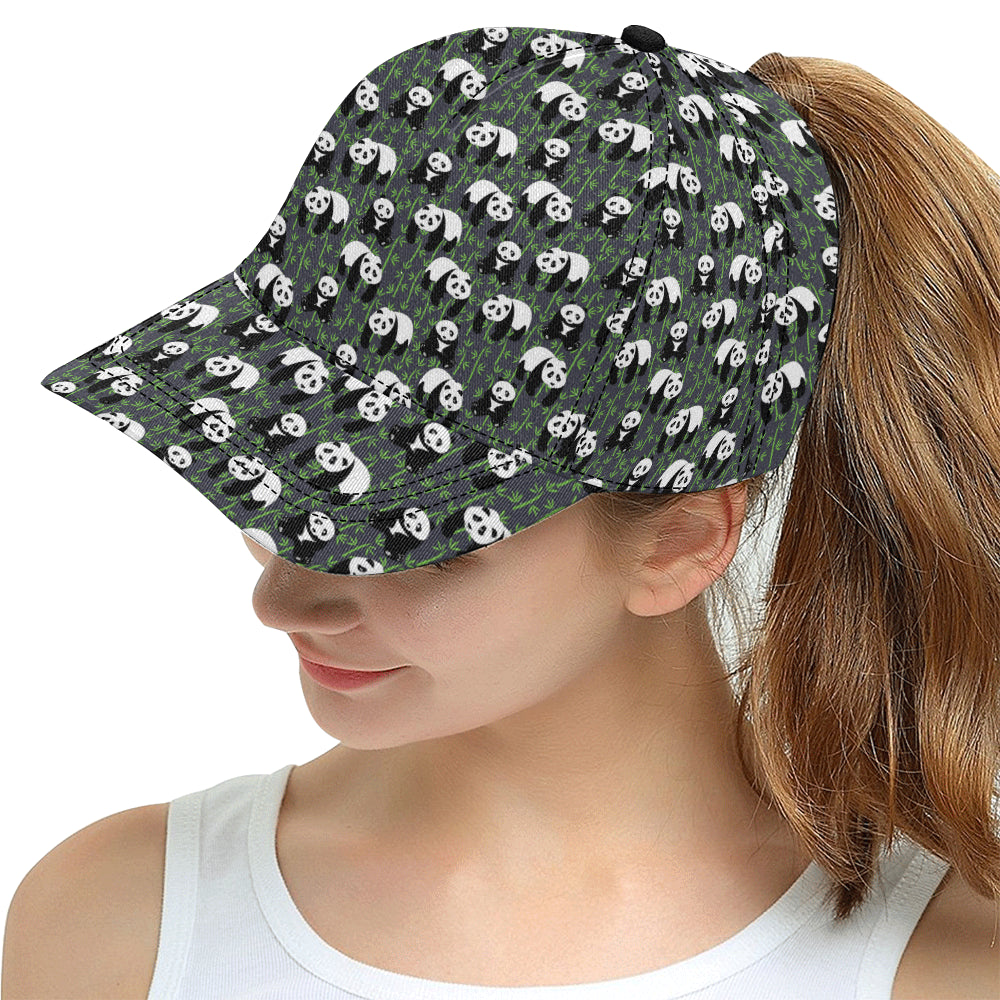 Panda Bear Bamboo Themed Print Snapback Cap
