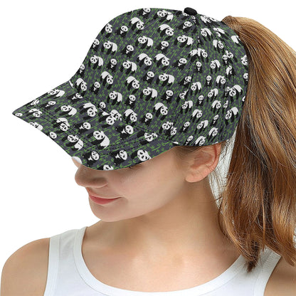 Panda Bear Bamboo Themed Print Snapback Cap