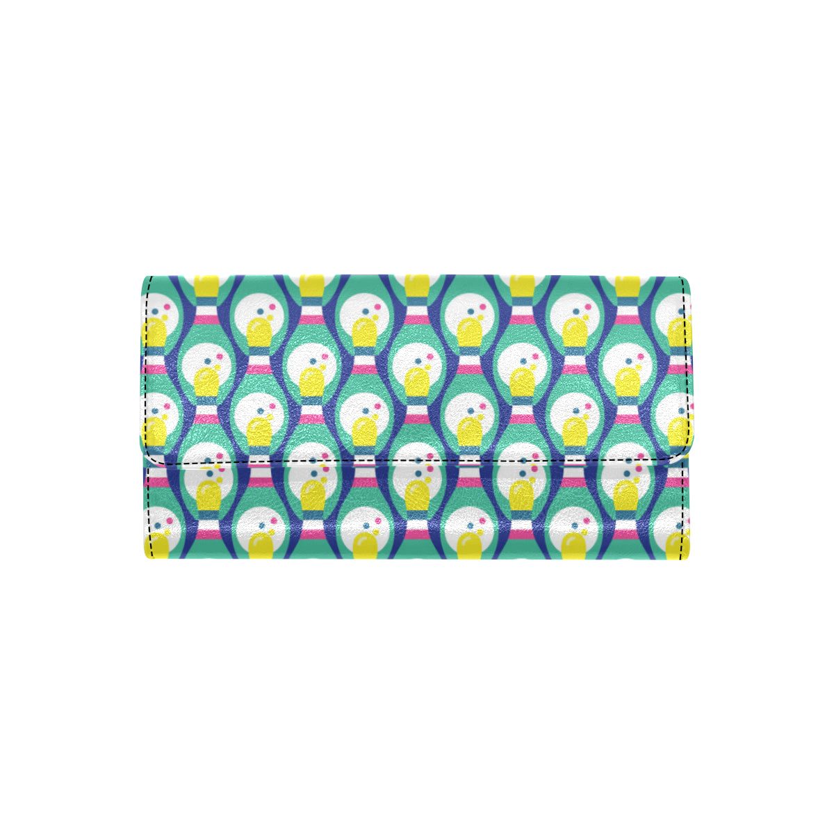 Bowling Pattern Print Design 04 Women's Trifold Wallet