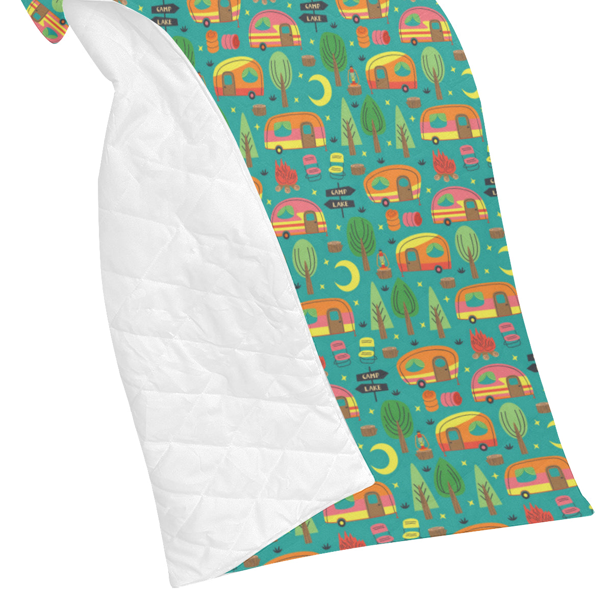 Camping Camper Pattern Print Design 05 Premium Quilt