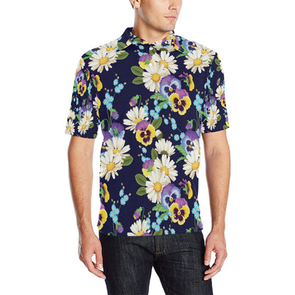 Pansy Pattern Print Design PS03 Men Polo Shirt