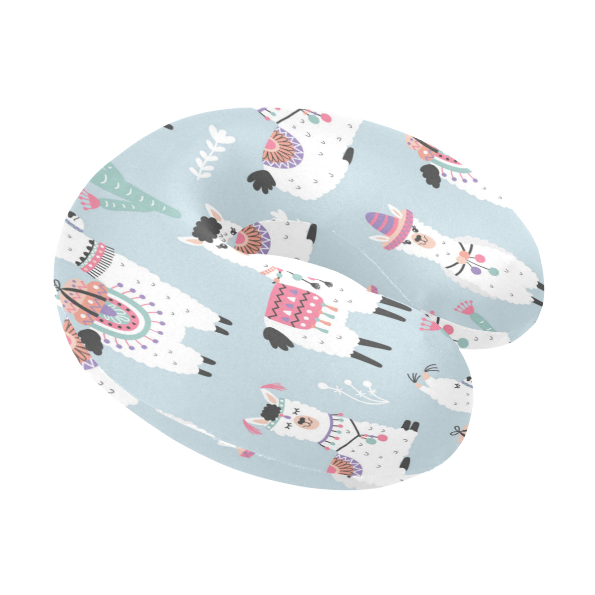 Llama Pattern Print Design 04 U-Shaped Travel Neck Pillow