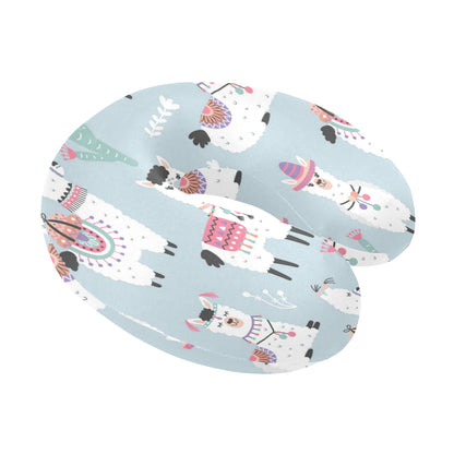 Llama Pattern Print Design 04 U-Shaped Travel Neck Pillow