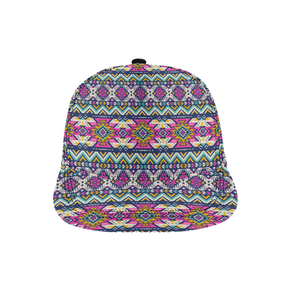 Aztec Pink Geometric Print Pattern Snapback Cap