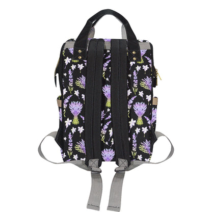 Lavender Pattern Print Design LV04 Diaper Bag Backpack