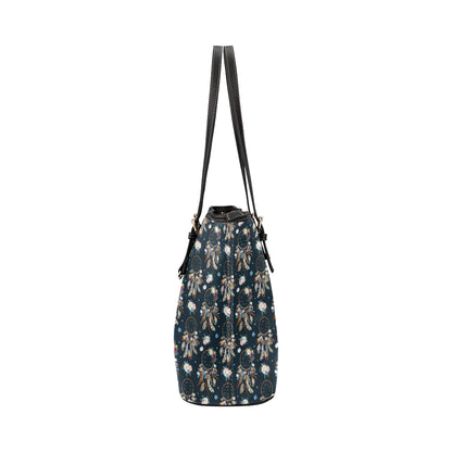 Dream Catcher Boho Floral Style Leather Tote Bag
