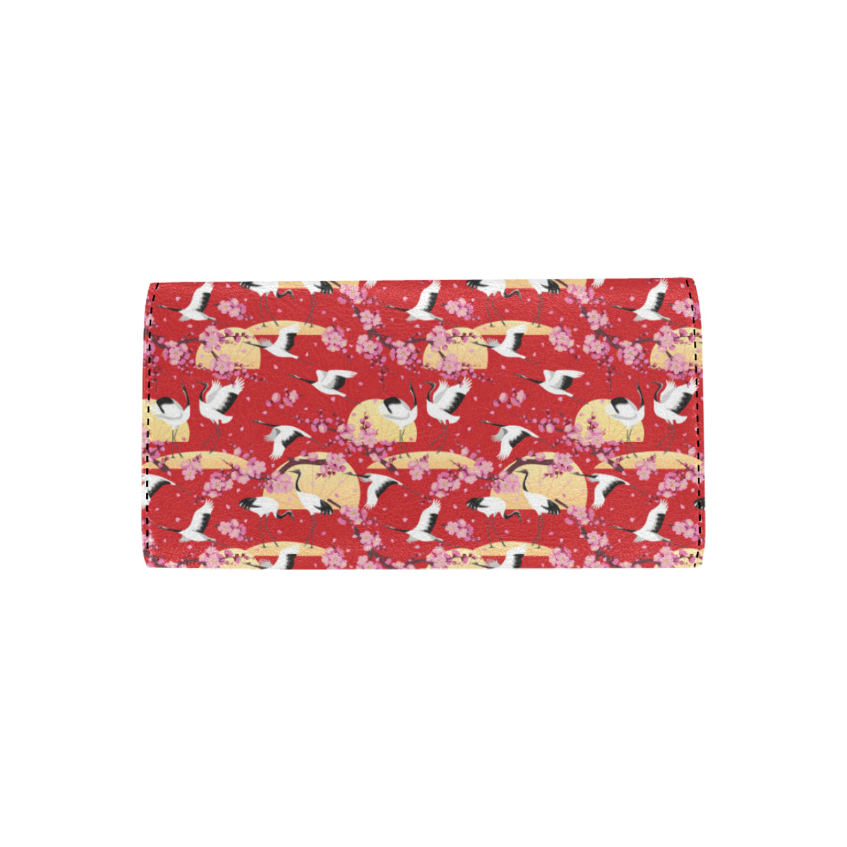 Crane Pattern Print Design 04 Women's Trifold Wallet