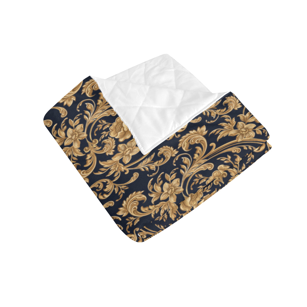 Baroque Golden Pattern Print Design 03 Premium Quilt