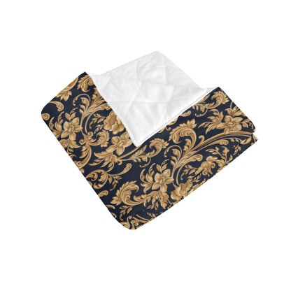 Baroque Golden Pattern Print Design 03 Premium Quilt
