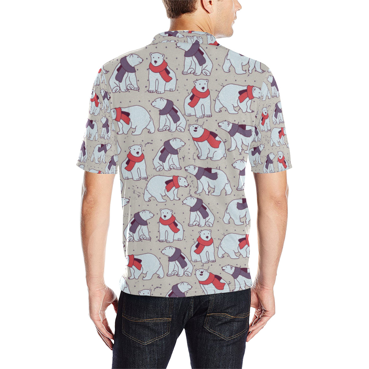 Polar Bear Pattern Print Design PB04 Men Polo Shirt