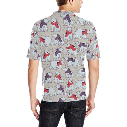 Polar Bear Pattern Print Design PB04 Men Polo Shirt