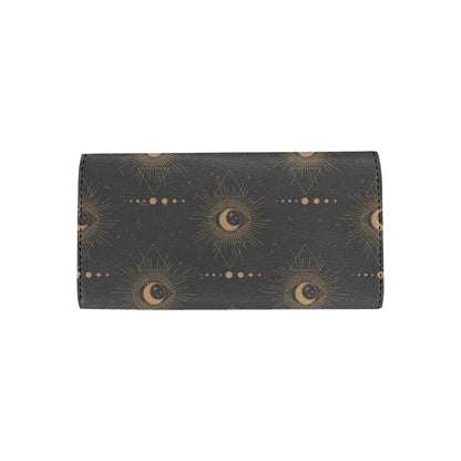Moon Boho Pattern Print Design 02 Women's Trifold Wallet