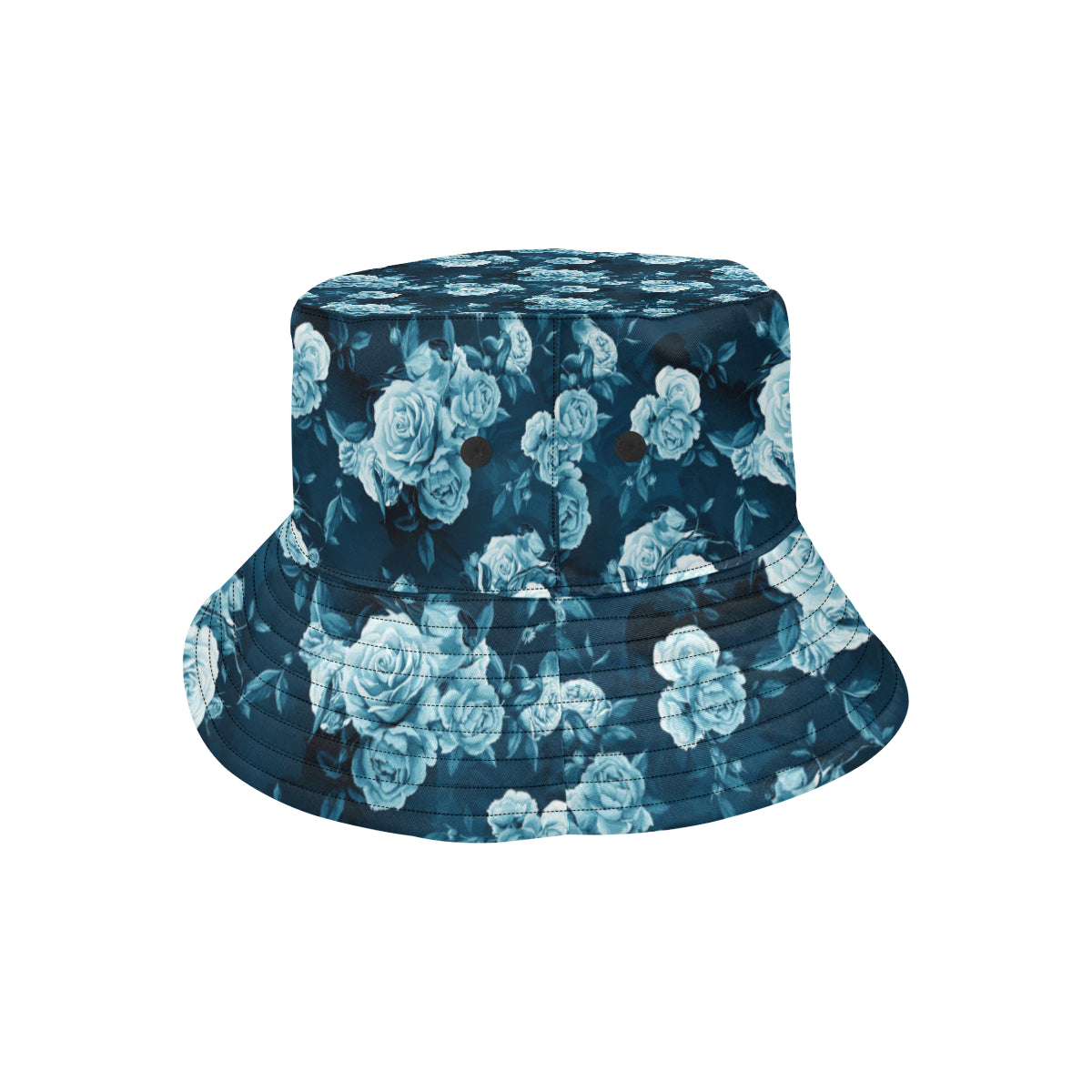 Rose Blue Pattern Print Design RO014 Unisex Bucket Hat