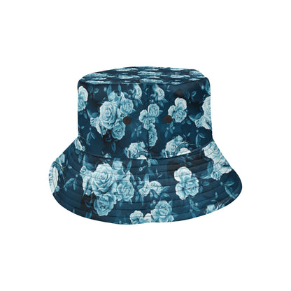 Rose Blue Pattern Print Design RO014 Unisex Bucket Hat