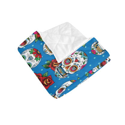 Sugar Skull Rose Pattern Premium Quilt