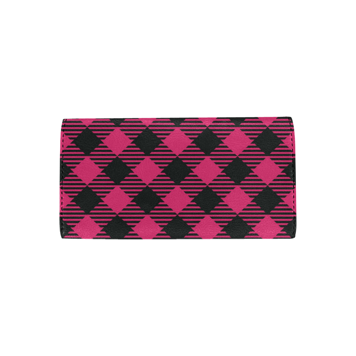 Buffalo check Pink Pattern Print Design 01 Women's Trifold Wallet
