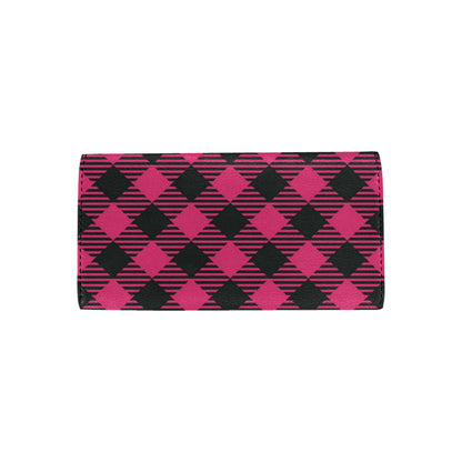 Buffalo check Pink Pattern Print Design 01 Women's Trifold Wallet