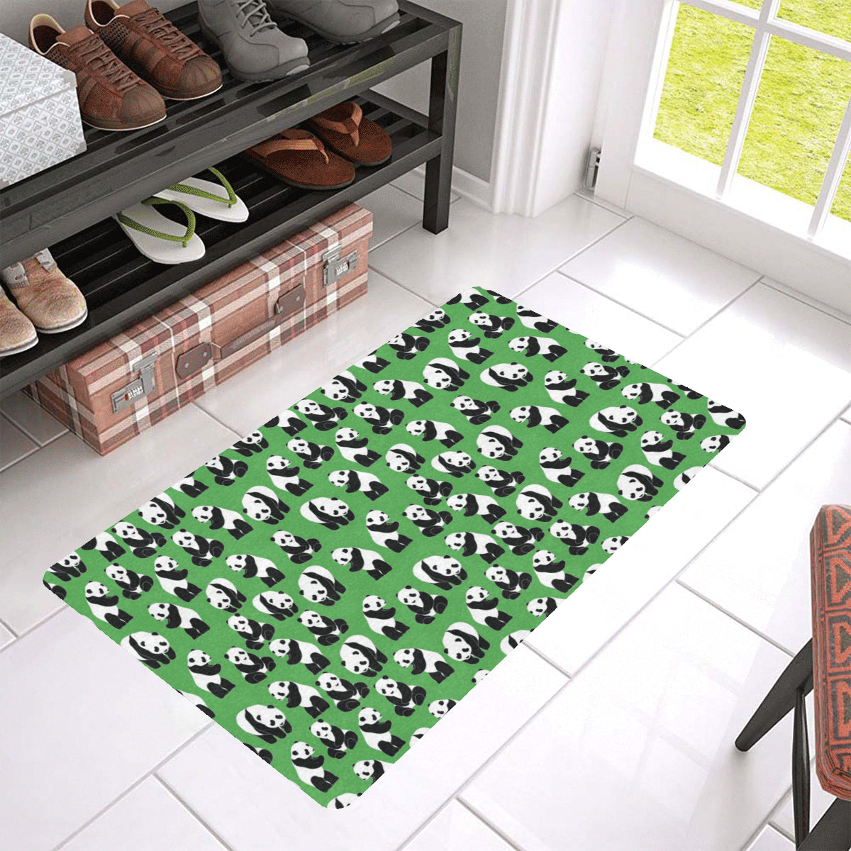 Panda Bear Pattern Themed Print Rubber Doormat