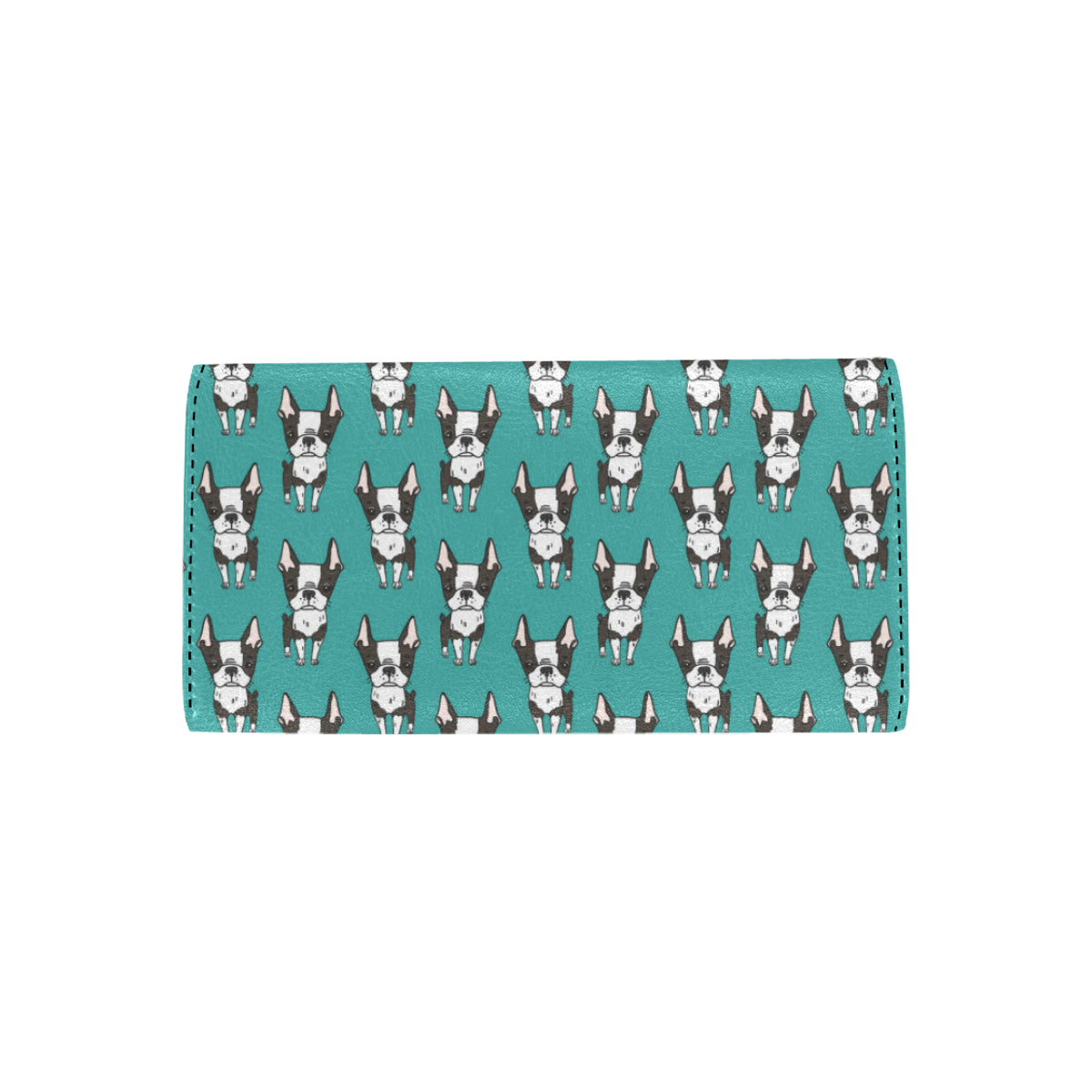 Boston Terrier Pattern Print Design 04 Women's Trifold Wallet