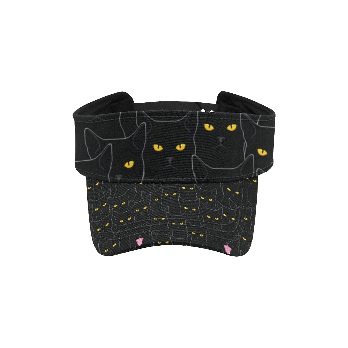 Black Cat Yellow Eyes Print Pattern Unisex Sun Visor