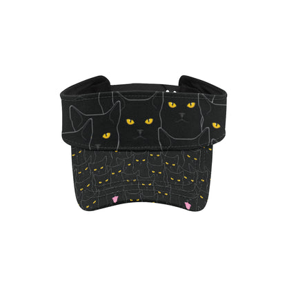 Black Cat Yellow Eyes Print Pattern Unisex Sun Visor