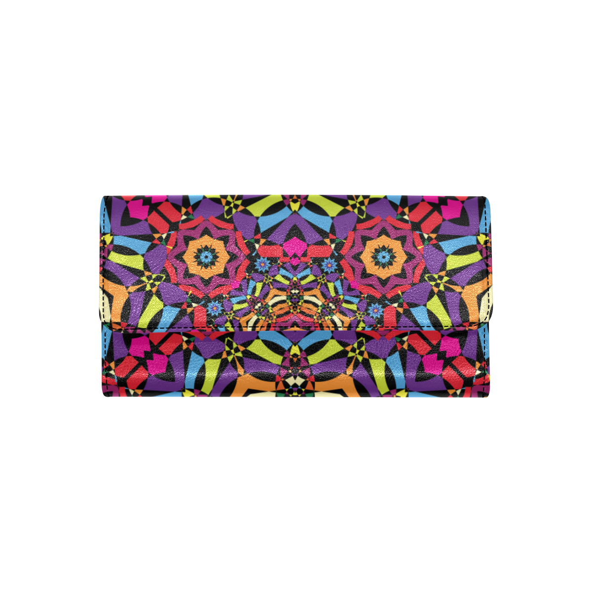 Kaleidoscope Pattern Print Design 01 Women's Trifold Wallet