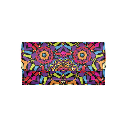Kaleidoscope Pattern Print Design 01 Women's Trifold Wallet