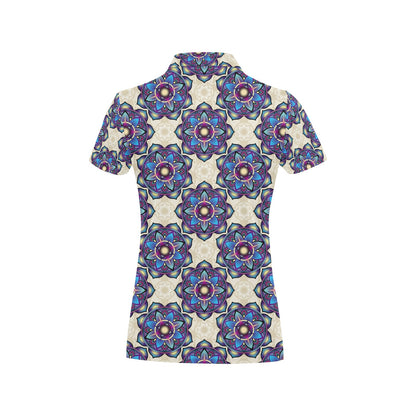 lotus Boho Pattern Print Design LO08 Women's Polo Shirt