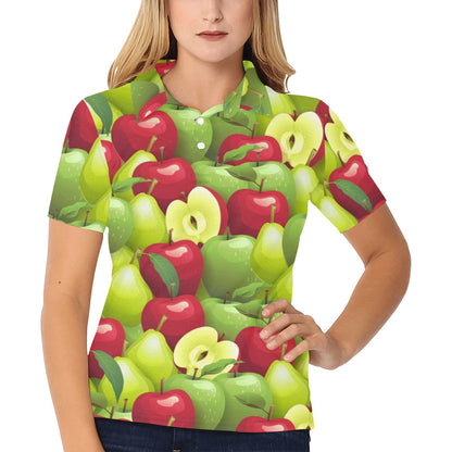 Apple Pattern Print Design AP03 Women's Polo Shirt