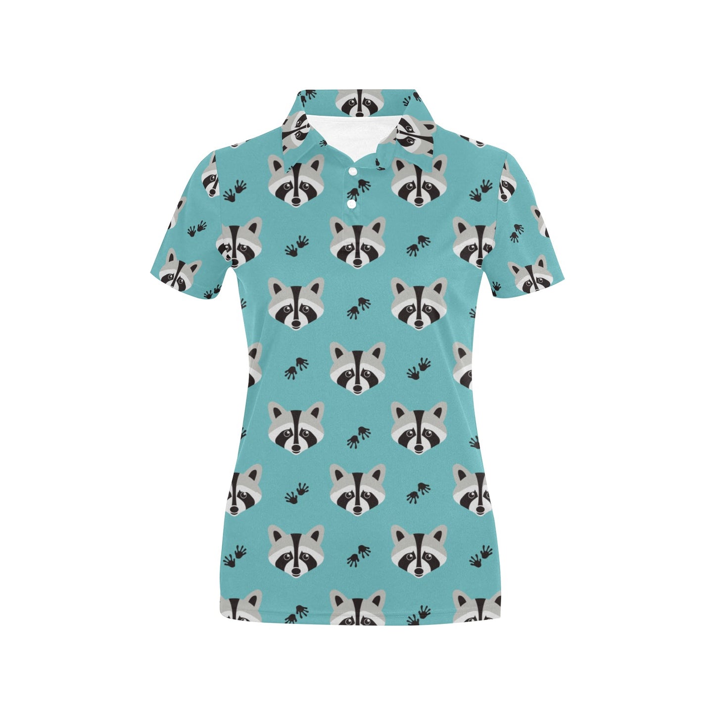 Raccoon Pattern Print Design A01 Women's Polo Shirt