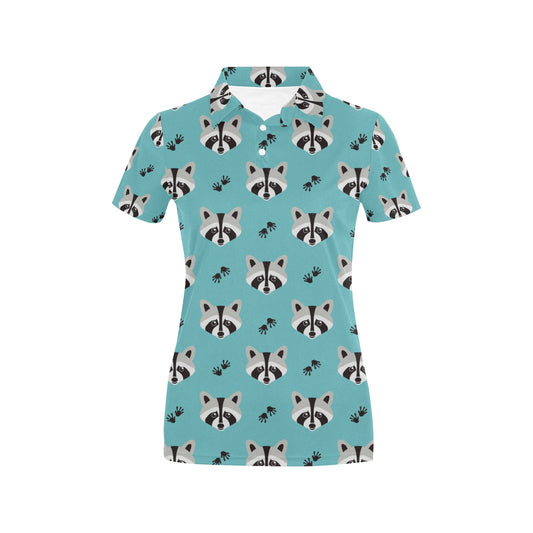 Raccoon Pattern Print Design A01 Women's Polo Shirt