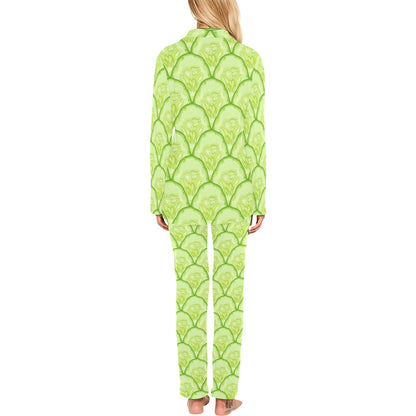 Cucumber Pattern Print Design CC04 Women's Long Pajama Set