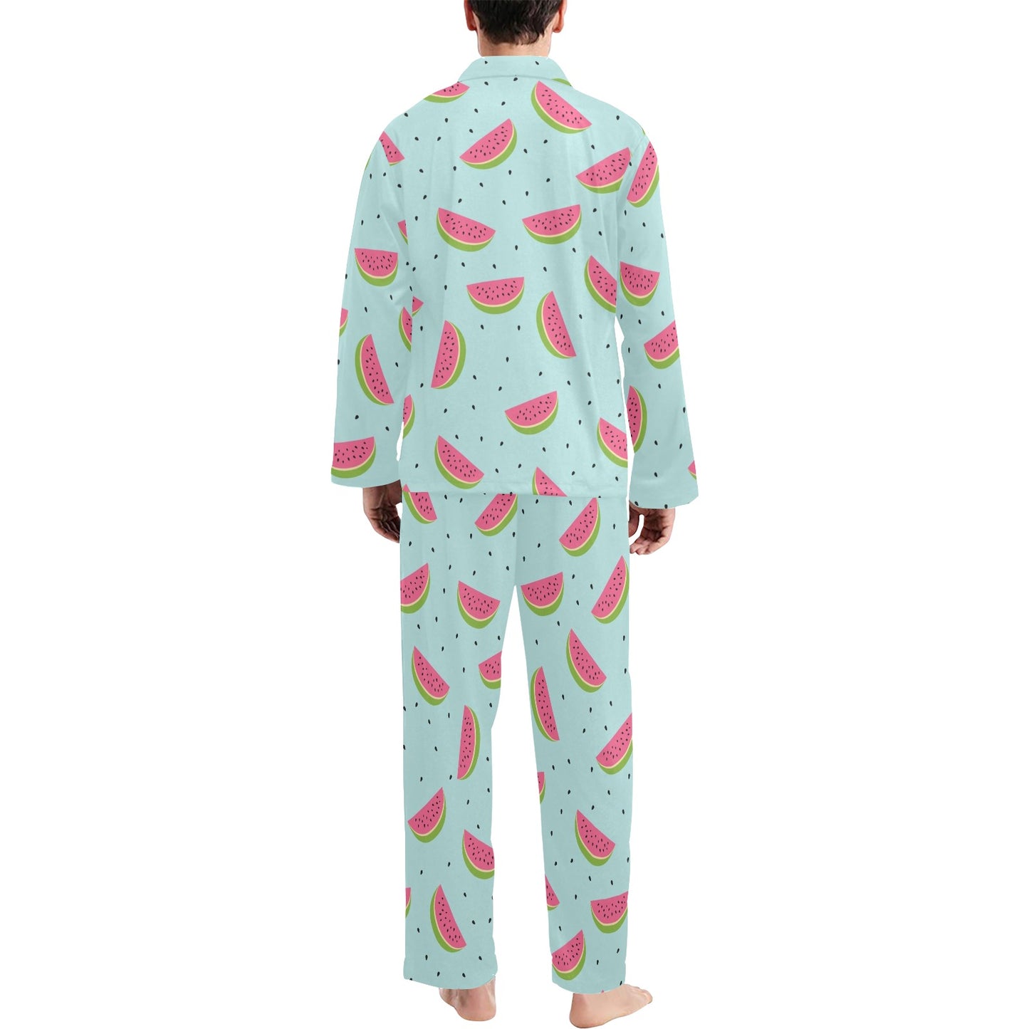 Watermelon Pattern Print Design WM06 Men's Long Pajama Set