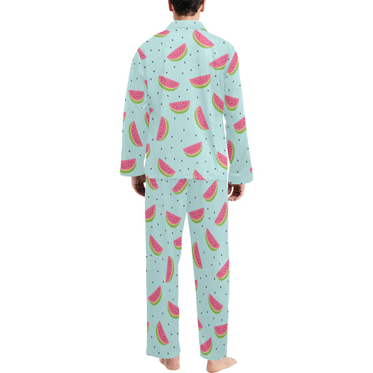 Watermelon Pattern Print Design WM06 Men's Long Pajama Set