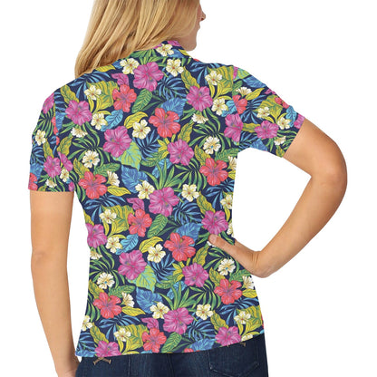 Hibiscus Print Design LKS3010 Women's Polo Shirt