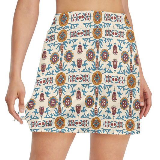 Suzani Print Design LKS301 17" Golf & Pickleball Skort with Pockets