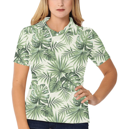 Palm Leaf Pattern Print Design A02 Women's Polo Shirt