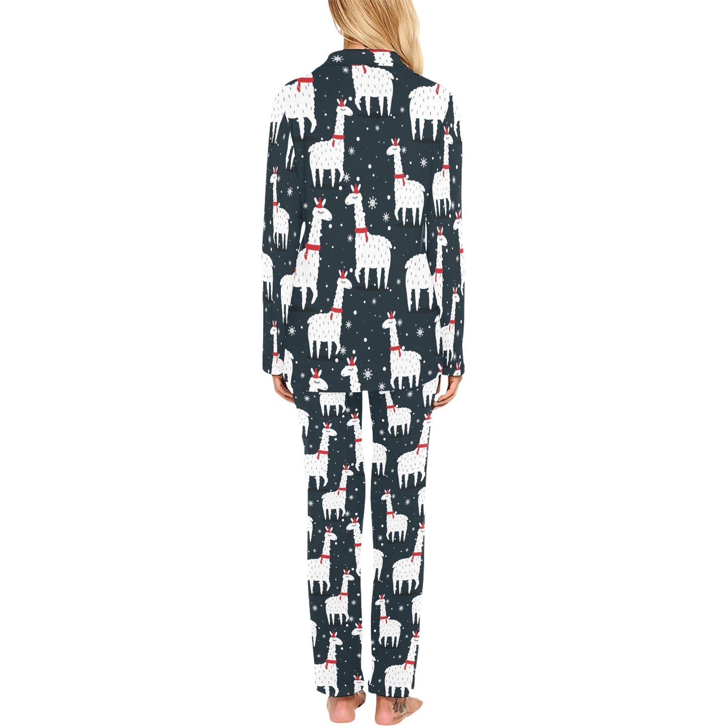 Alpaca Pattern Print Design 04 Women's Long Pajama Set