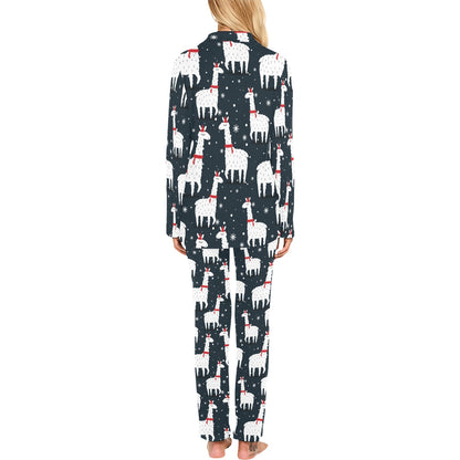 Alpaca Pattern Print Design 04 Women's Long Pajama Set