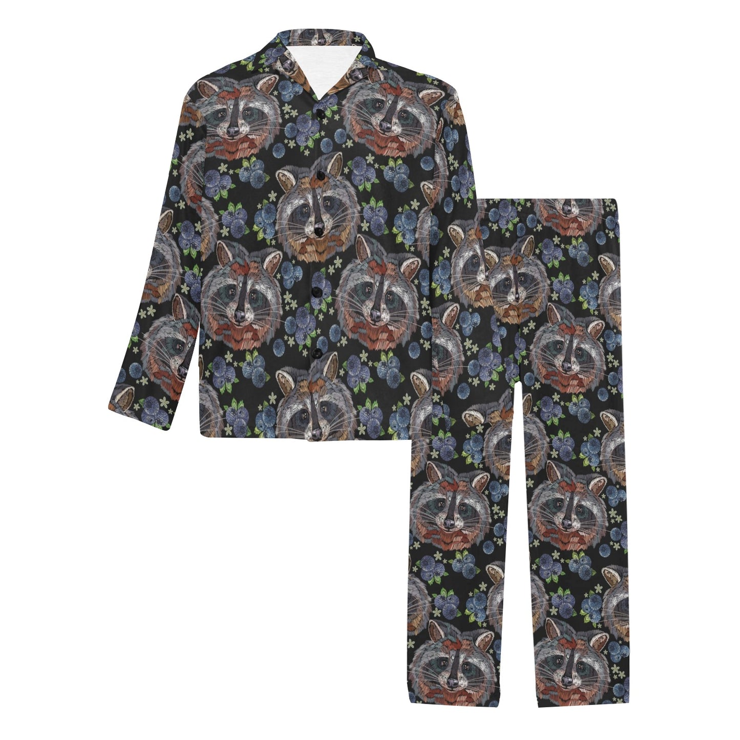 Raccoon Pattern Print Design A03 Men's Long Pajama Set