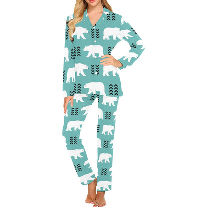 Polar Bear Pattern Print Design A05 Women's Long Pajama Set