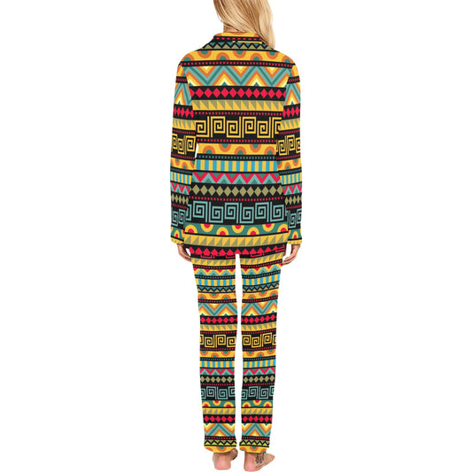 African Pattern Print Design 03 Women's Long Pajama Set