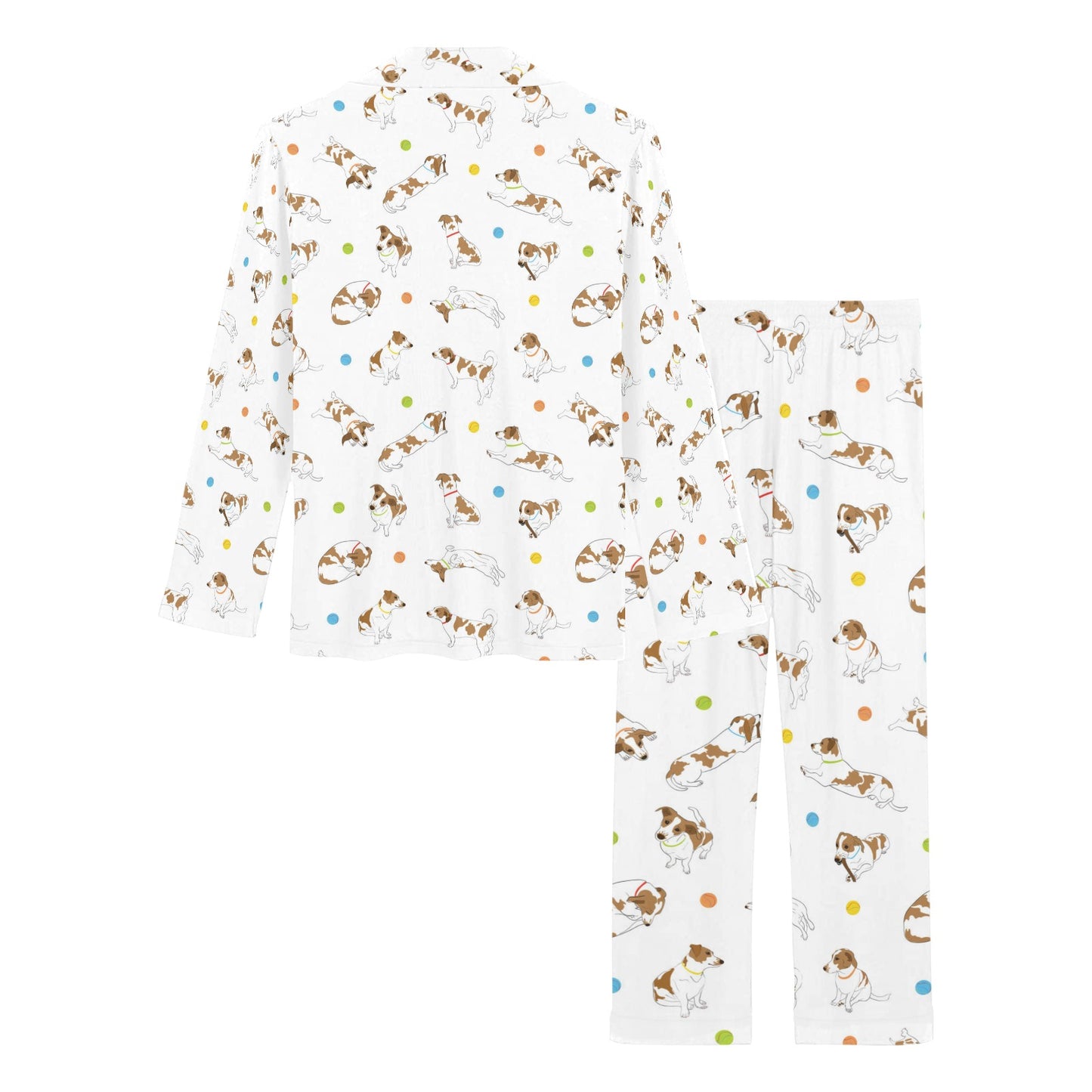 Russell Terriers With Balls Print Design LKS307 Women's Long Pajama Set
