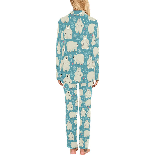 Bear Pattern Print Design BE04 Women's Long Pajama Set