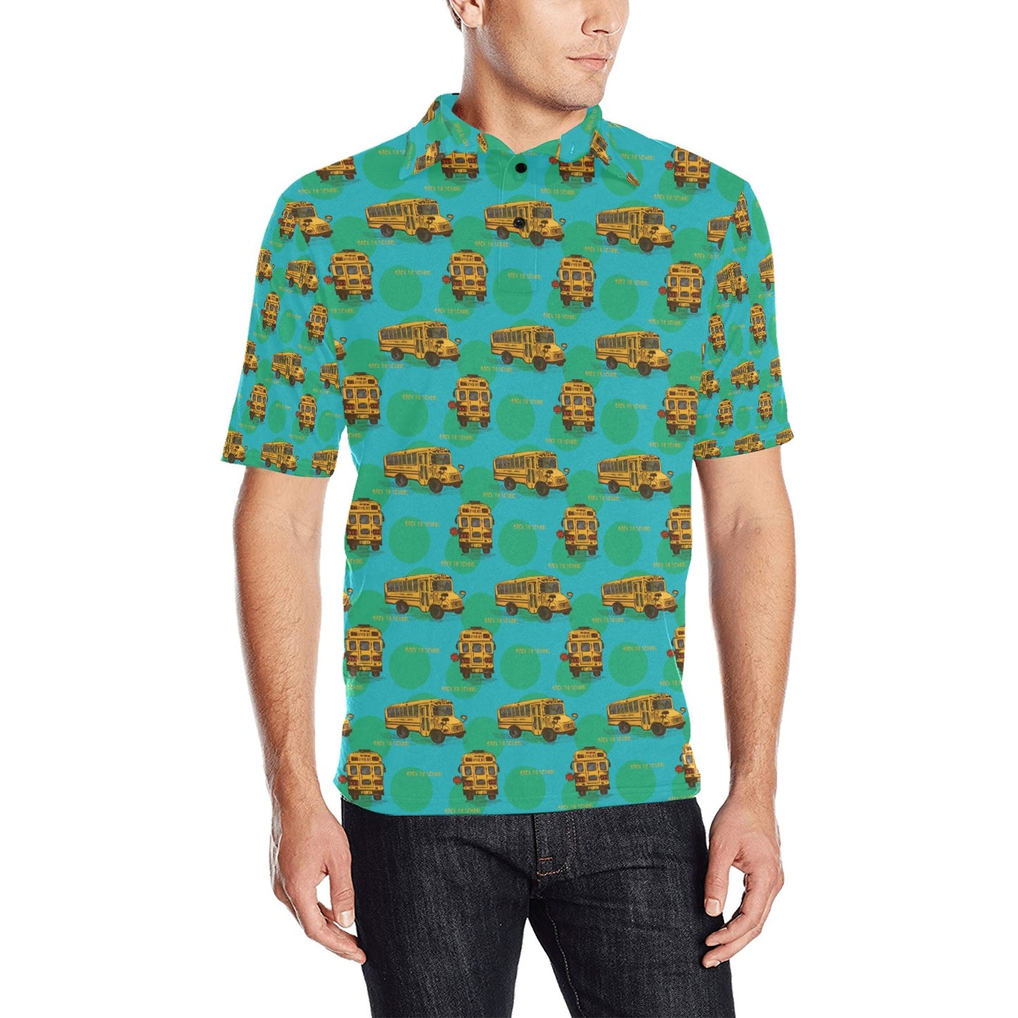 School Bus Print Design LKS308 Men Polo Shirt